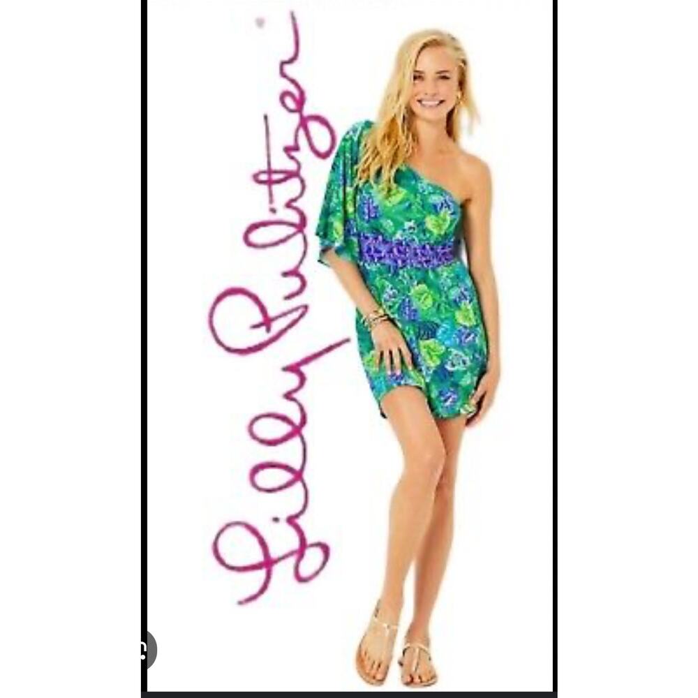 Lilly Pulitzer Botanical Green Flutter Off Shoulder